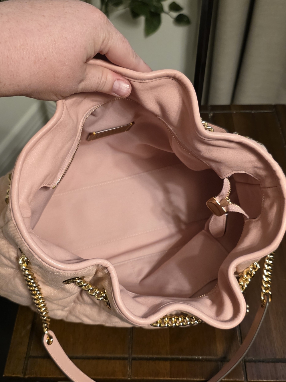Coach Pink Denim Evelyn Quilted Shoulder Bag CER79 - Picture 6 of 10